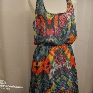 EYESHADOW Sleeveless Racerback Colorful Dress Junior's Size Large